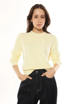Calvin Klein - Women Yellow Regular Fit Cotton Sweater