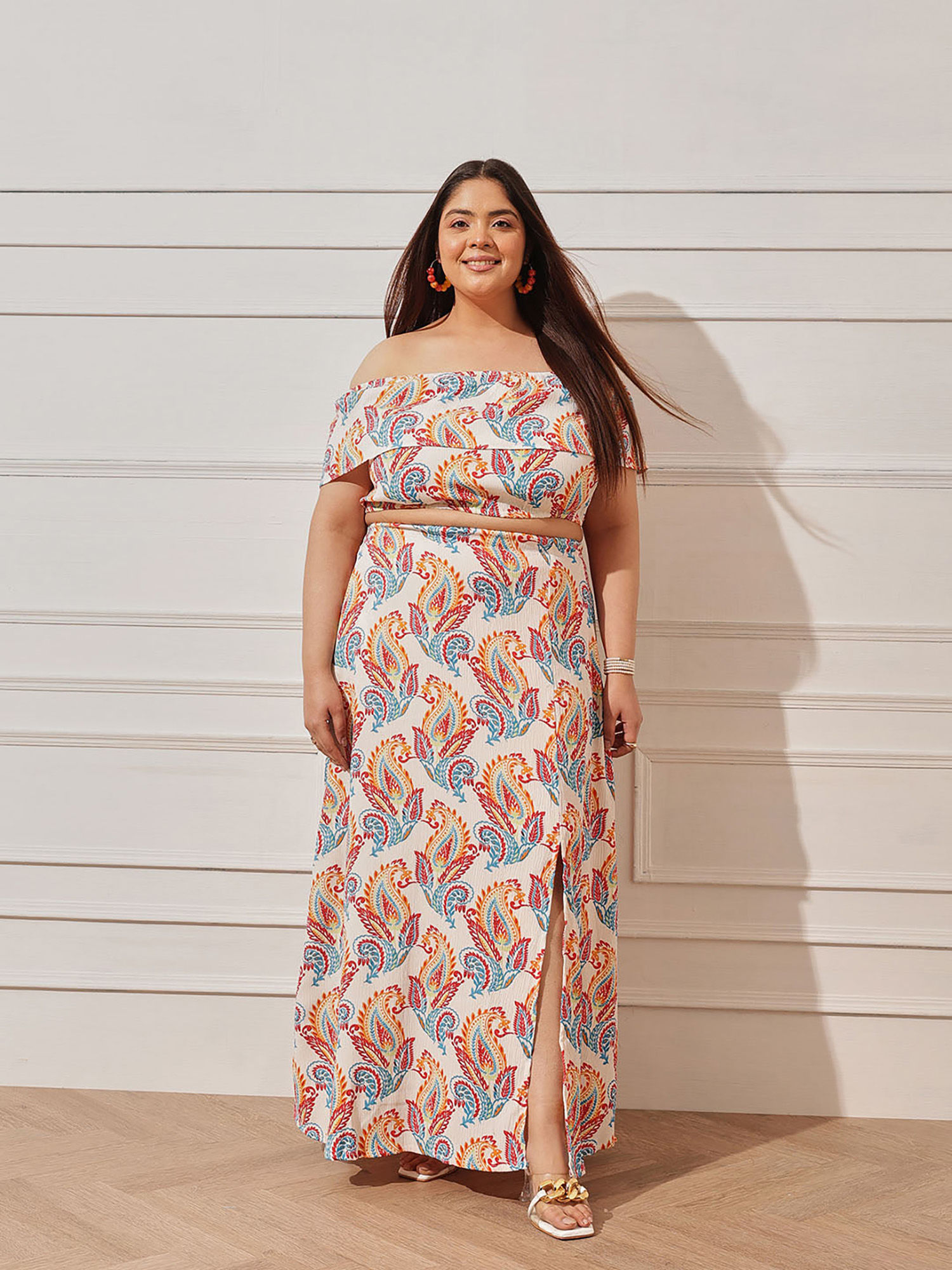 curvy street Women Multi-Color Paisley Printed Co-Ord Set-picture-35