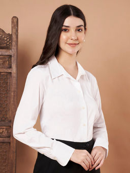 CHARMGAL - Female White Solid Cotton Shirt