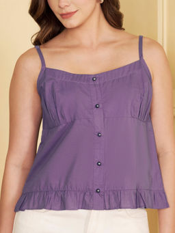 CHARMGAL - Women Purple Sleeveless Cotton Top