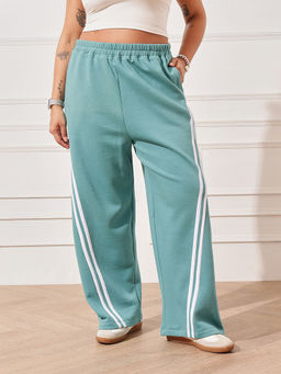 CURVY STREET - Women Light Green Stripes Trouser