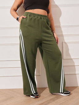 CURVY STREET - Women Olive Stripes Trouser
