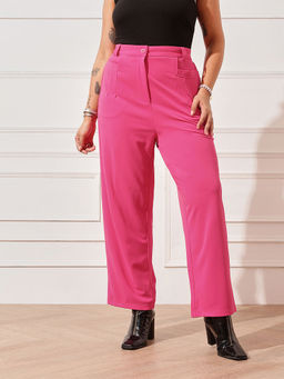 CURVY STREET - Women Pink Solid Canton Trouser