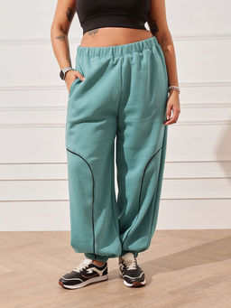 CURVY STREET - Women Mint Green Solid Joggers