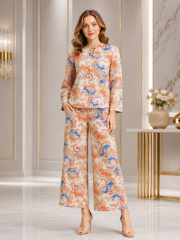 Club York - Women Multi-Color Cotton Blend Paisley Printed Co-Ord Set