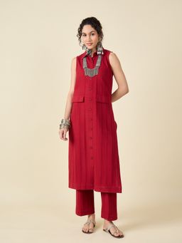STADO - Forever Red Textured Kurta with Pant