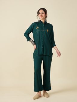 STADO - Bottle Green Embroidered Co-ord Set