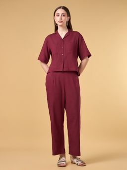 COTTONS DAILY - Scarlet Red Solid Cotton Co-ord Set