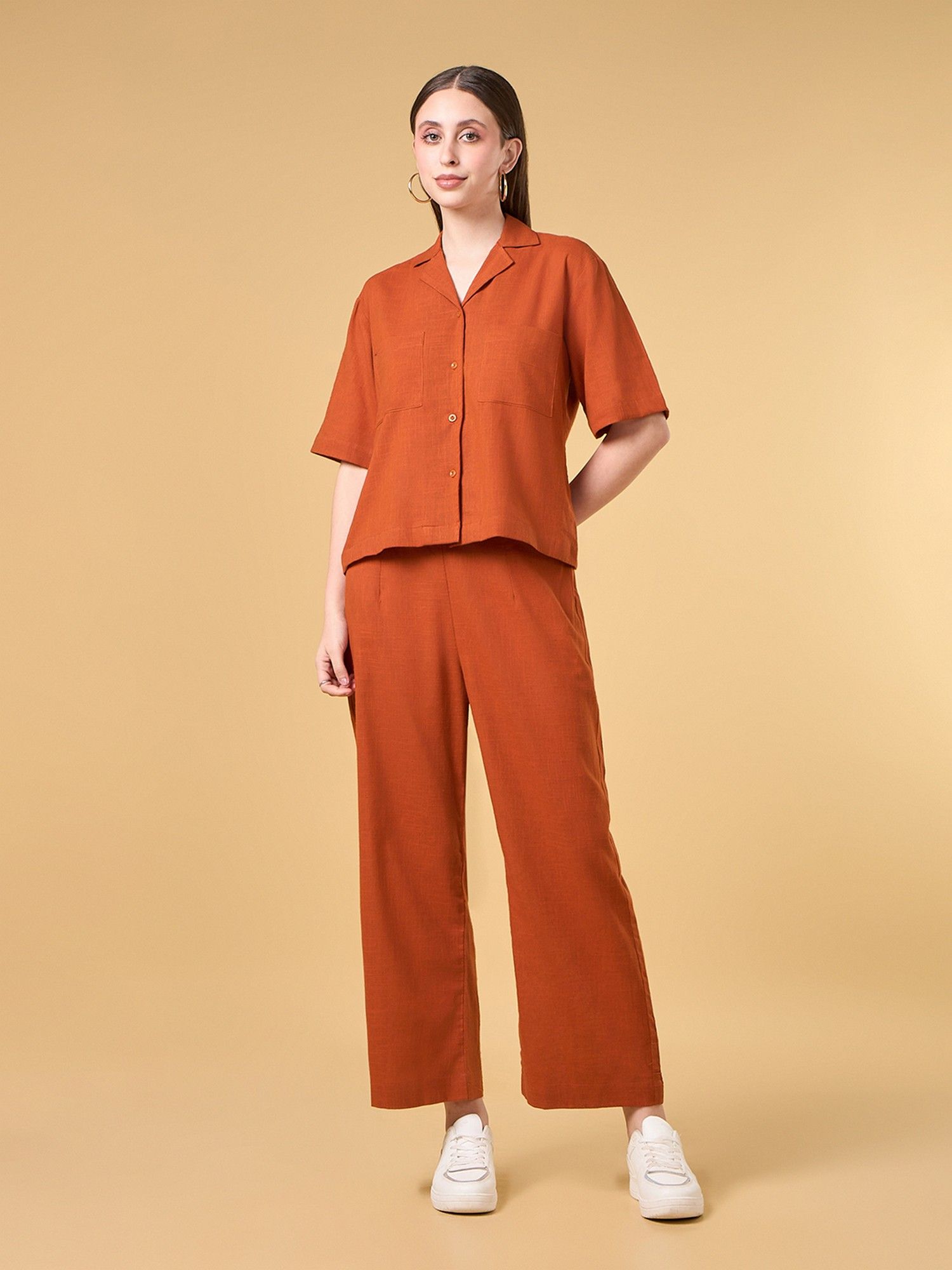 Rust Orange solid Co-ord Set-image-6