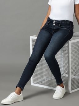 SHOWOFFFF - Women's Stretchable Clean Look Navy Blue Slim Fit Jeans