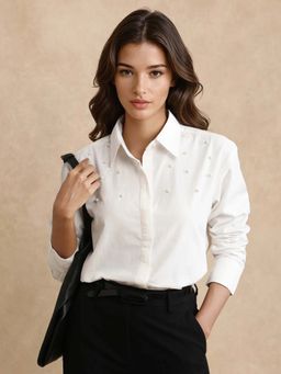 RAREISM - White Embellished Regular Fit Shirt
