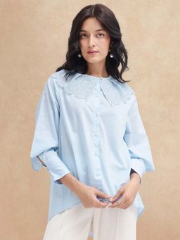 RAREISM - Blue Solid Regular Fit Shirt