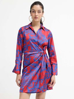 RAREISM - Red Printed Mini Fit Dress