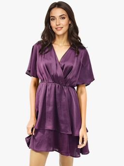 RAREISM - Purple Solid Mini Fit Dress