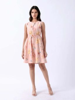 RAREISM - Pink Floral Mini Fit Dress