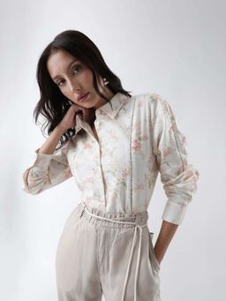 RAREISM - Beige Printed Regular Fit Shirt