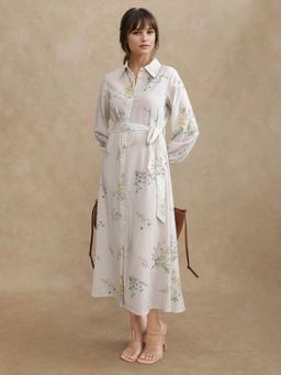RAREISM - Multi-Color Floral Maxi Fit Dress and Belt (Set of 2)