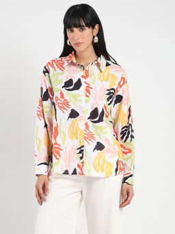Madame - Off White Printed Comfortable Fit Shirt