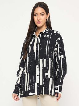Madame - Black Printed Comfortable Fit Shirt