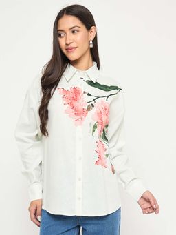 Madame - Green Floral Comfortable Fit Shirt