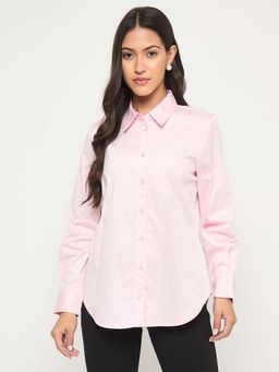 Madame - Pink Solid Comfortable Fit Shirt