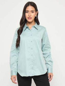 Madame - Green Solid Comfortable Fit Shirt