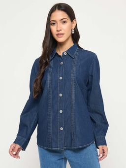 Madame - Blue Solid Comfortable Fit Shirt