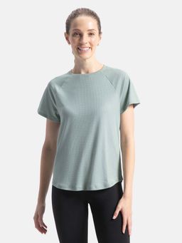 Jockey - MW73 Women Green Microfiber Fabric Relaxed Fit Half Sleeve T-Shirt