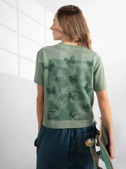 Jockey - WZ04 Women Green Super Combed Cotton Rich Oversized Printed T-Shirt