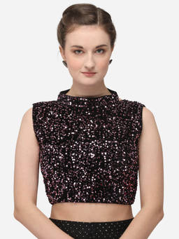 Amrutam Fab - Womens Purple Velvet Stiched Blouse With Collar Neck