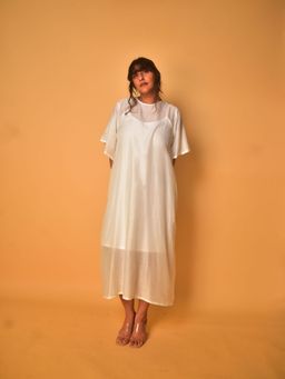 WHY SO BLUE - White Chand Sheer Midi Dress