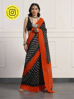 Aditri - Handloom Ikat On Gas Mercerised Cotton Saree without Blouse