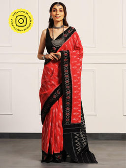Aditri - Handloom Ikat On Gas Mercerised Cotton Saree without Blouse