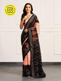 Aditri - Handloom Ikat On Gas Mercerised Cotton Multi-Color Saree With Blouse Piece