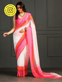 Aditri - White Handloom Khadi Cotton Saree with Running Blouse