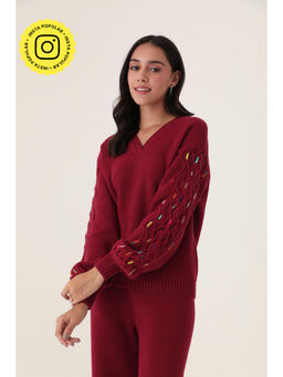 COSSET CLOTHING - Maroon Knotted Sweater