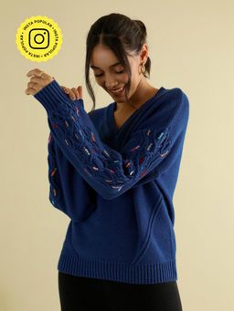 COSSET CLOTHING - Blueberry Knotted Sweater