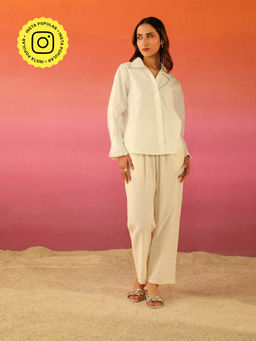 COSSET CLOTHING - Off White Vanilla Popsicle Poplin Shirt