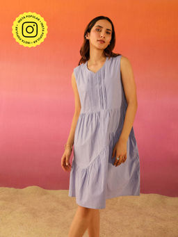 COSSET CLOTHING - Lavender Popsicle Poplin Pleated Dress