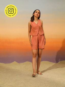 COSSET CLOTHING - Peach Salmon Sorbet Co-Ord (Set of 2)