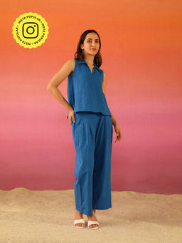 COSSET CLOTHING - Blueberry Paloma Linen Co-Ord (Set of 2)