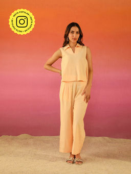 COSSET CLOTHING - Peach Paloma Linen Co-Ord (Set of 2)