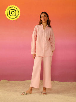 COSSET CLOTHING - Rose Pink Premium Linen Co-Ord (Set of 2)