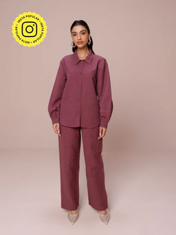 COSSET CLOTHING - Purple Tailored Premium Linen Co-Ord (Set of 2)