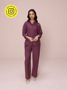 COSSET CLOTHING - Purple Linen Co-Ord (Set of 2)