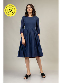 Doodlage - Doodlafe Blue Embroidered Garthered Dress