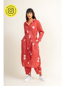 Doodlage - Sehela Batik Coral Tunic With Pant And Belt (Set of 3)
