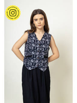 Doodlage - Francis Navy Blue Batik Waist Coat