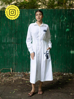 Doodlage - White Cecile White Midi Dress