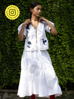 Doodlage - Fern White Embroidered Top and Skirt (Set of 2)